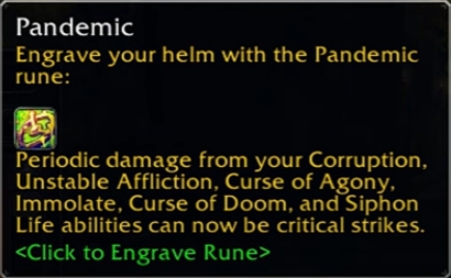 wow sod phase 3 warlock pandemic rune